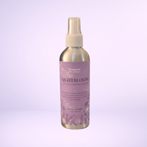 NIGHTBLOOM BEDROOM MIST 200ML/6 - Nightbloom unfurls like a midnight blossom, steeped in lavender and chamomile to soothe your senses and envelop your skin in pure tranquility. 

Nightbloom 200mL Dream Mist creates a calming atmosphere with soothing lavender and chamomile, helping you relax for a restful nights sleep.

Directions for use: Shake well. Lightly mist pillows, linens, or fabrics from 30 cm away. Allow to dry before use. Breathe in the soothing aroma for a restful sleep. Avoid eyes and skin.

Ingredients: Purified Water (Aqua), Ethyl Alcohol, Lavender Essential Oil (Lavandula Angustifolia), Roman Chamomile Essential Oil (Anthemis Nobilis Flower Oil). Quality natural handmade soaps, candle, home, bathroom & beauty products make great gift ideas for him & her for any occasion or if you just want to treat yourself.