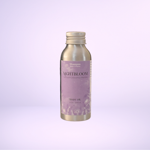 NIGHTBLOOM BODY OIL 100ML/6 - Nightbloom unfurls like a midnight blossom, steeped in lavender and chamomile to soothe your senses and envelop your skin in pure tranquility.
Nightbloom 100ml Body Oil will nourish your skin and allow you to unwind with a soothing blend of botanicals, designed to relax the senses and promote restful sleep.
Directions: Massage a small amount onto clean, dry skin before bed. Allow it to absorb as you breathe in the soothing floral aroma, preparing your body and mind for restful sleep.
Ingerdients: Sweet Almond Oil (Prunus Amygdalus Dulcis), Macadamia Ternifolia Seed Oil, Simmondsia Chinensis (Jojoba) Seed Oil, Fractionated Coconut Oil (Caprylic/capric Triglyceride), Argan Oil (Argania Spinosa Kernel Oil), Persea Gratissima (Avocado Oil), Lavender Essential Oil (Lavandula Angustifolia), Roman Camomile Essential Oil (Anthemis Nobilis Flower Oil), Vitamin E (Tocopherol). Quality natural handmade soaps, candle, home, bathroom & beauty products make great gift ideas for him & her for any occasion or if you just want to treat yourself.