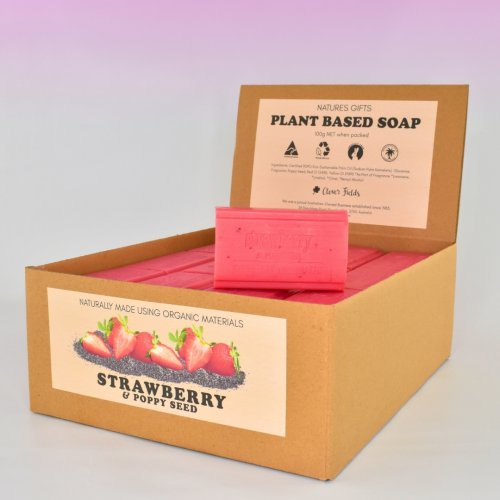 STRAWBERRY & POPPYSEED 100G NATURES GIFTS SOAP - Bright, fruity, and lightly exfoliating, our Strawberry Poppyseed
soap is a refreshing treat for the skin. Infused with the sweet scent of ripe strawberries and
speckled with natural poppyseeds for gentle exfoliation, it leaves skin smooth, soft, and
delicately scented.
Each 100g bar is unboxed and supplied in a practical display unit for easy retail presentation.
Perfect for gift stores, boutiques, and eco-friendly retailers seeking a playful yet natural addition
to their soap range.
Quality natural handmade soaps, candle, home, bathroom & beauty products make great gift ideas for him & her for any occasion or if you just want to treat yourself.