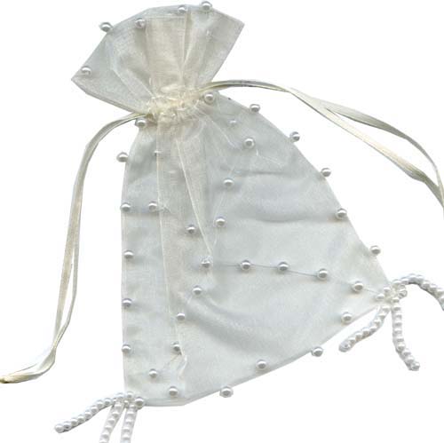 ORGANZA BAG - BEADED ORGANZA BAG - IVORY - 13CM X 17CM - <p>Elegant hand beaded bags which can make lovely bags for wedding bomboniere table gifts or for jewellery. Great packaging for other small gifts like scarves etc. Sold in packs of 12</p> Quality natural handmade soaps, candle, home, bathroom & beauty products make great gift ideas for him & her for any occasion or if you just want to treat yourself.
