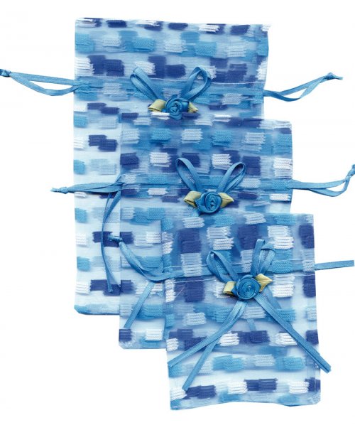 ORGANZA BAG - PATTERNED BLUE - LARGE- 12 X 18CM - <p>Fill with soap, pot pourii, bath salts, lollies or just as a nice bag for table gifts at weddings or christenings. Blue patterned organza bag. Available in two other sizes see BAG254, BAG255</p> Quality natural handmade soaps, candle, home, bathroom & beauty products make great gift ideas for him & her for any occasion or if you just want to treat yourself.