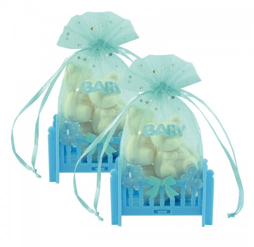 ORGANZA BAG - BABY COT BAG - BLUE - 4.5 X 8 X 14CM - <p>Fill with soap, pot pourii, bath salts, lollies or just as a nice bag for table gifts at weddings or christenings. Blue plastic cot with attached organza top. Great for baby showers fill with sweets or try two of our teddy bear soaps. (See BEARS)</p> Quality natural handmade soaps, candle, home, bathroom & beauty products make great gift ideas for him & her for any occasion or if you just want to treat yourself.