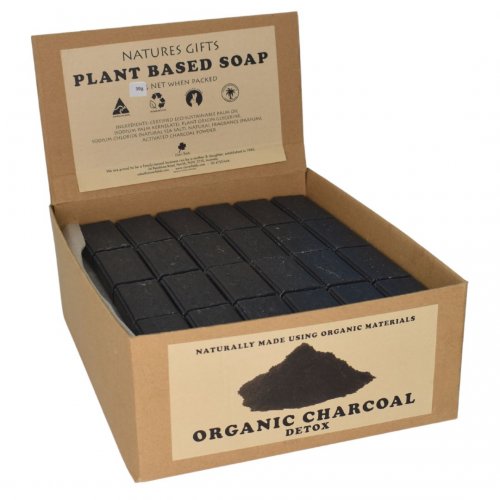 NATURES GIFT CHARCOAL MINI 30G SOAP - Natures Gifts plant based soap bar. This soap mini 30g is used for its detoxifying effects by removing dirt and excess oils from your pores whilst leaving a clearer and healthier looking skin. Quality natural handmade soaps, candle, home, bathroom & beauty products make great gift ideas for him & her for any occasion or if you just want to treat yourself.