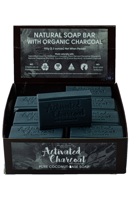 NATURAL SOAP BAR WITH ORGANIC CHARCOAL 150G - A PURE COCONUT BASED SOAP WITH ACTIVATED CHARCOAL FOR A DEEP CLEANSING SKIN CARE REGIME Quality natural handmade soaps, candle, home, bathroom & beauty products make great gift ideas for him & her for any occasion or if you just want to treat yourself.