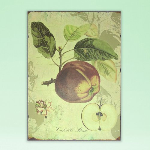 PLAQUE - FRUIT APPLE - <p>VINTAGE LOOK WOODEN WALL PLAQUE. GREAT DECORATOR ITEM FOR KITCHEN OR RESTAURANT. 25X35.5X1</p> Quality natural handmade soaps, candle, home, bathroom & beauty products make great gift ideas for him & her for any occasion or if you just want to treat yourself.