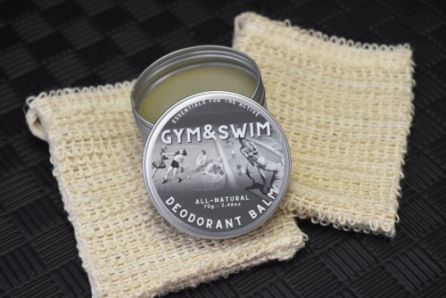 GYM & SWIM DEODORANT BALM - A natural and mild deodorant balm made with no nasty pore-clogging chemicals. Absorbent clays and Tapioca Starch control moisture, while natural essential oils neutralise odours. When used once per day, this deodorant balm will last 3-4 months. Quality natural handmade soaps, candle, home, bathroom & beauty products make great gift ideas for him & her for any occasion or if you just want to treat yourself.