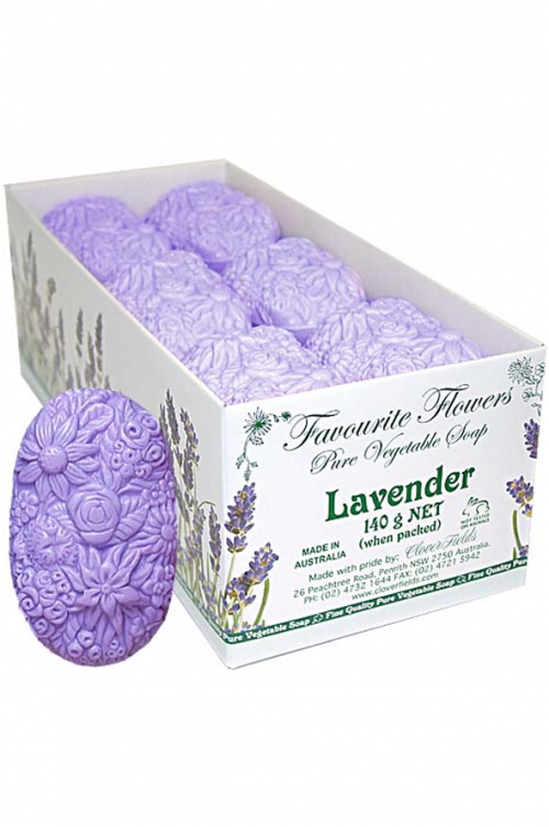 LAVENDER 140G FAVOURITE FLOWERS SOAP  - Favourite Flowers fine detailed engraved soaps with an elegant Lavender fragrance. This soap will dress up a bathroom and are so creamy to use with the added Sorbolene. A really nice gift too! Bulk Packed with 24 Soaps Quality natural handmade soaps, candle, home, bathroom & beauty products make great gift ideas for him & her for any occasion or if you just want to treat yourself.
