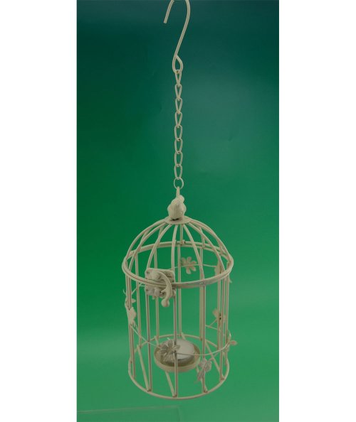 CANDLE HOLDER -  IVORY BIRDCAGE HANGER   - <p>Ivory metal birdcage with ivy and daisy motif. Fits 1 tealight candle or try using a citronella candle for outdoor use. 11 x 11 x 22cm</p> Quality natural handmade soaps, candle, home, bathroom & beauty products make great gift ideas for him & her for any occasion or if you just want to treat yourself.