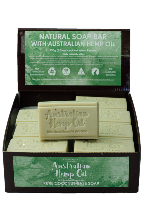 AUSTRALIAN HEMP SOAP 150G - Cleanse your skin with the incredible healing qualities of Hemp Oil. Our hemp is grown and farmed right here in Australia and we combined it with Sandalwood and Avocado extracts to maximise the benefits for your skin. The base is a beautifully blended coconut and the soap bars are made in Sydney Australia by our family business. Quality natural handmade soaps, candle, home, bathroom & beauty products make great gift ideas for him & her for any occasion or if you just want to treat yourself.