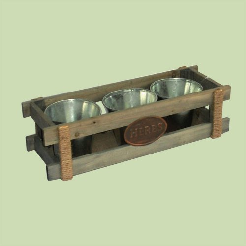 DECORATIVE WOODEN BOX WITH METAL PLANTER POTS - <p>DECORATIVE WOODEN BOX WITH 3 X METAL REMOVABLE PLANTER POTS. IDEAL YOU GROW YOUR FRESH HERBS.</p>

<p>38CM X 14CM X 10.5CM</p> Quality natural handmade soaps, candle, home, bathroom & beauty products make great gift ideas for him & her for any occasion or if you just want to treat yourself.