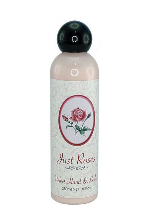 JUST ROSES 250ML VELVET HAND & BODY LOTION - Lovely Rose fragrance Hand & Body Lotion, great for everyday use. 18 x 6 x 4cm Quality natural handmade soaps, candle, home, bathroom & beauty products make great gift ideas for him & her for any occasion or if you just want to treat yourself.