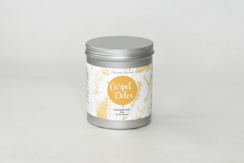 MINIMAL ESSENTIAL LEMONGRASS FRESH CARPET DETOX - Get deep into your carpet fibres with this carpet detox. Made with pure essential oils of Orange, Rose Geranium and Lemongrass to naturally deodorise carpets, cars, rugs and pet bedding. Quality natural handmade soaps, candle, home, bathroom & beauty products make great gift ideas for him & her for any occasion or if you just want to treat yourself.