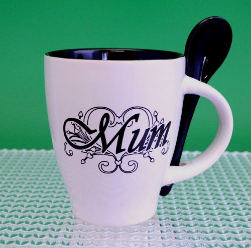 MUGS - MUM - CLEARANCE 50% OFF - DISCONTINUED LINE - LIMITED STOCK
A ceramic coffee cup with a spoon that is great for scooping out marshmallows from your hot chocolate or the foam of your creamy cappuccino. It also conveniently stores away in the handle. Perfect gift spoiling Mum. Quality natural handmade soaps, candle, home, bathroom & beauty products make great gift ideas for him & her for any occasion or if you just want to treat yourself.