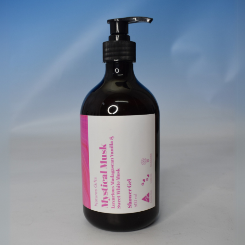 NATURES GIFTS - MYSTICAL MUSK 500ML SHOWER GEL - A classical blend of Luxurious Madagascan Vanilla & Sweet White Musk that wraps you in a warm, soft aura. It is pure comfort in a bottle.
Creamy and comforting, this 500mL shower gel leaves skin clean and lightly fragranced with vanilla and musk.
Love the way I smell? Try me with the rest of my range including a Lotion, Hand Wash, and Body Scrub for a full-body treat. Quality natural handmade soaps, candle, home, bathroom & beauty products make great gift ideas for him & her for any occasion or if you just want to treat yourself.