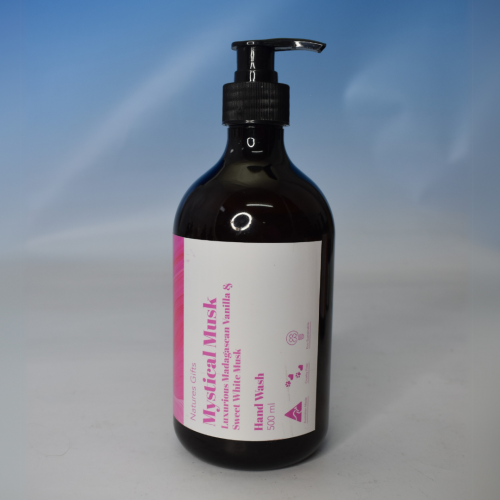 NATURES GIFTS - MYSTICAL MUSK 500ML HAND WASH  - A classical blend of Luxurious Madagascan Vanilla & Sweet White Musk that wraps you in a warm, soft aura. It is pure comfort in a bottle.

A silky 500mL hand wash that pampers with every wash and lingers with soft, powdery notes.

Love the way I smell? Try me with the rest of my range including a Lotion, Shower Gel, and Body Scrub for a full-body treat. Quality natural handmade soaps, candle, home, bathroom & beauty products make great gift ideas for him & her for any occasion or if you just want to treat yourself.