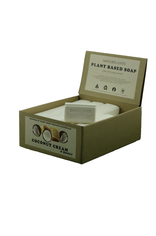 COCONUT CREAM & HONEY 100G NATURES GIFTS SOAP - Natures Gifts Plant Based Soap bars. Two excellent skin nourishers. Lathery moisturizing Coconut & healing Honey. Quality natural handmade soaps, candle, home, bathroom & beauty products make great gift ideas for him & her for any occasion or if you just want to treat yourself.