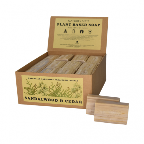 SANDALWOOD & CEDAR 100G NATURES GIFTS SOAP - Natures Gifts Plant Based Soap bars. A rich natural bar scented with exotic Sandalwood & earthy Cedar Quality natural handmade soaps, candle, home, bathroom & beauty products make great gift ideas for him & her for any occasion or if you just want to treat yourself.
