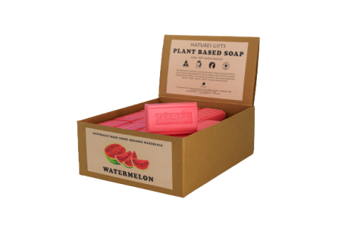 WATERMELON 100G NATURES GIFTS SOAP - Natures Gifts Plant-Based Soap bars. Our mouth-watering watermelon scented Natures Gifts soap is the ultimate refreshing summer addition to your home. This soap will remind you of the long hot Australian summer days with its refreshing watermelon fragrance, its just so yummy Quality natural handmade soaps, candle, home, bathroom & beauty products make great gift ideas for him & her for any occasion or if you just want to treat yourself.