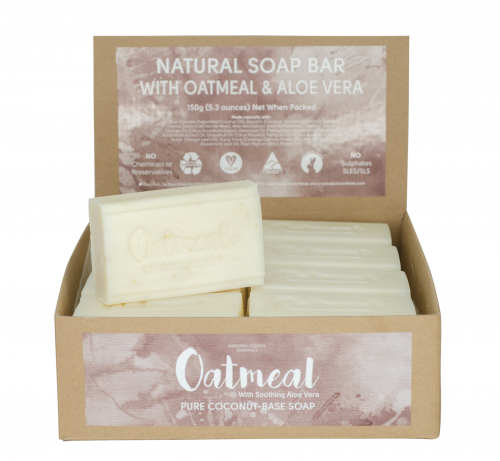 OATMEAL & ALOE VERA SOAP 150G - Oatmeal is an age old remedy for skin calming. Coupled with the skin caring properties of Aloe Vera this soap is just lovely to use. Mild and gentle on the skin with a very light exfoliation from the oatmeal pieces. Scented with a complex essential oil blend that is absolutely fabulous! Quality natural handmade soaps, candle, home, bathroom & beauty products make great gift ideas for him & her for any occasion or if you just want to treat yourself.