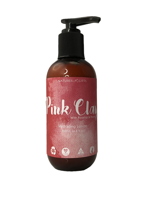 PINK CLAY HYDRATING LOTION 300MLS - A HYDRATING LOTION CONTAINING PINK CLAY WITH ROSEHIP AND PEONY. SUITABLE FOR ALL SKIN TYPES, HYDRATES AND RESTORES WHILE THOROUGHLY DETOXING YOUR COMPLEXION.  WHEN PAIRED WITH OUR PINK CLAY  MOISTURISING CLEANSER MAKES FOR A FANTASTIC DAILY SKIN CARE ROUTINE Quality natural handmade soaps, candle, home, bathroom & beauty products make great gift ideas for him & her for any occasion or if you just want to treat yourself.