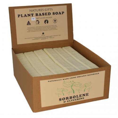 SORBELENE & GLYCERINE CREAM BAR 30G NATURES GIFTS MINI SOAP - Natures Gifts Plant Based Mini Guest Soap bars. A very mild & gentle cleansing bar for intense skin moisturising & conditioning, Scented only with a small amount of orange essential oil. We suggest people with extreme sensitivity and skin conditions such as eczema & psoriasis, test a small area of skin, for 1 week before use. Quality natural handmade soaps, candle, home, bathroom & beauty products make great gift ideas for him & her for any occasion or if you just want to treat yourself.