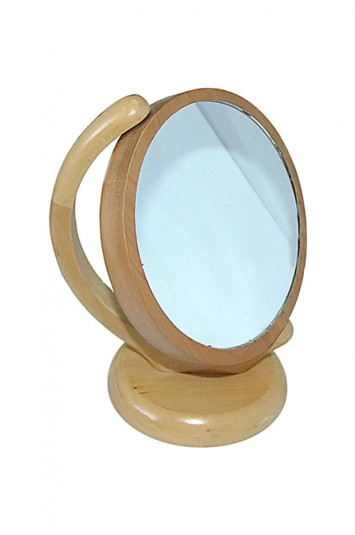 WOODEN MIRROR ON STAND - Two sided Wooden Mirror on a stand. A great accessory to keep in your bedroom. 9 x 9 x 18cm

  Quality natural handmade soaps, candle, home, bathroom & beauty products make great gift ideas for him & her for any occasion or if you just want to treat yourself.