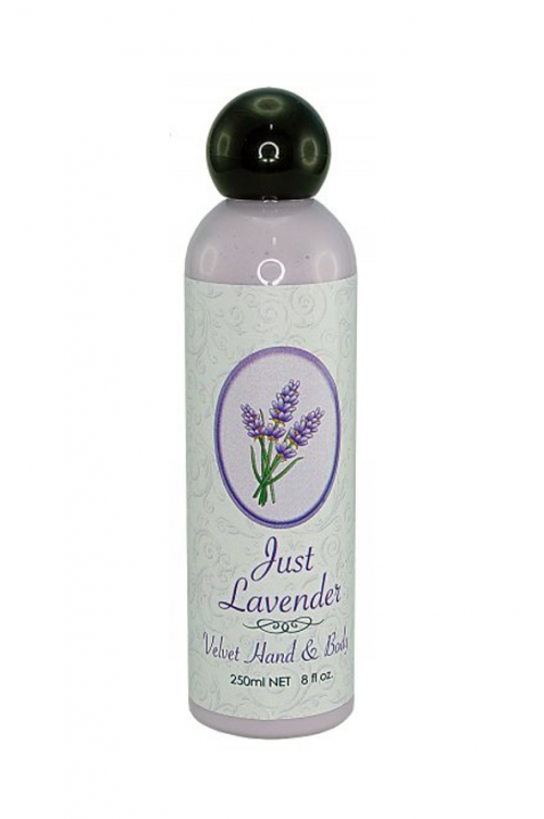 JUST LAVENDER 250ML VELVET HAND & BODY LOTION - Lovely Lavender fragrance Hand & Body Lotion, great for everyday use. 18 x 6 x 4cm Quality natural handmade soaps, candle, home, bathroom & beauty products make great gift ideas for him & her for any occasion or if you just want to treat yourself.