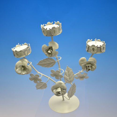 CANDLES - WHITE CANDLE HOLDER - Ornate white metal rose candle holder. Makes a beautiful table centre piece, for that special occasion. 23 x 22 x 9cm Quality natural handmade soaps, candle, home, bathroom & beauty products make great gift ideas for him & her for any occasion or if you just want to treat yourself.