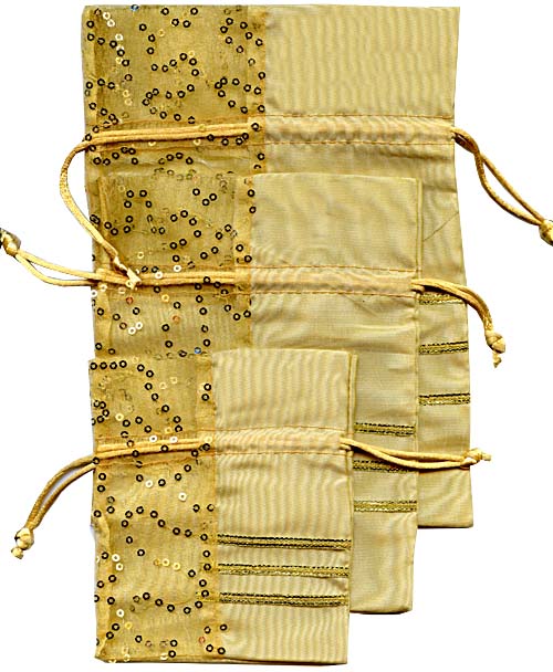 ORGANZA BAGS - ORGANZA BAG - GOLD STRIPE BAG - GOLD - SML. - 10 X 12CM - Gifts Ideas for Him & Her, Natural Handmade Soap, Candles | Clover Fields