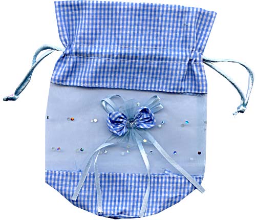 - ORGANZA BAG - COTTON & ORGANZA BAG - BLUE - 13 X 17CM - Gifts Ideas for Him & Her, Natural Handmade Soap, Candles | Clover Fields