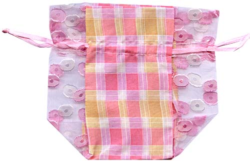  - ORGANZA BAG - COTTON & ORGANZA BAG - PINK - 13 X 14CM - Gifts Ideas for Him & Her, Natural Handmade Soap, Candles | Clover Fields