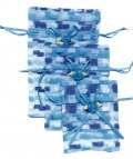 - ORGANZA BAG - PATTERNED BLUE - LARGE- 12 X 18CM - Gifts Ideas for Him & Her, Natural Handmade Soap, Candles | Clover Fields