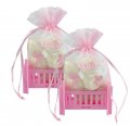 ORGANZA BAGS - ORGANZA BAG - BABY COT BAG - PINK -  4.5 X 8 X 14CM    - Gifts Ideas for Him & Her, Natural Handmade Soap, Candles | Clover Fields